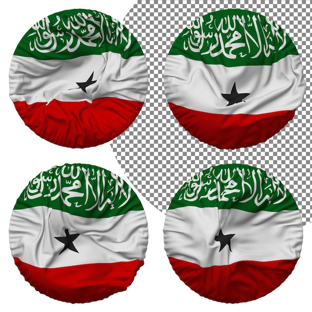 PSD somaliland flag round shape isolated different waving style bump texture 3d rendering