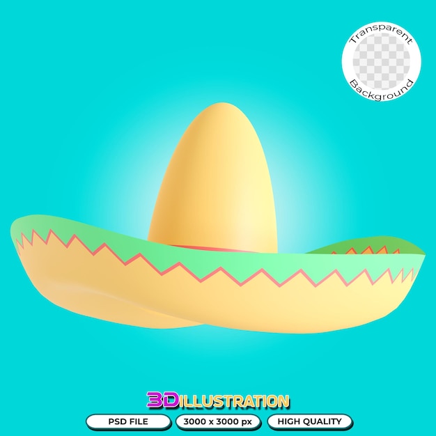 Sombrero Kapelusz Ilustracja 3d Na Przezroczystym Tle