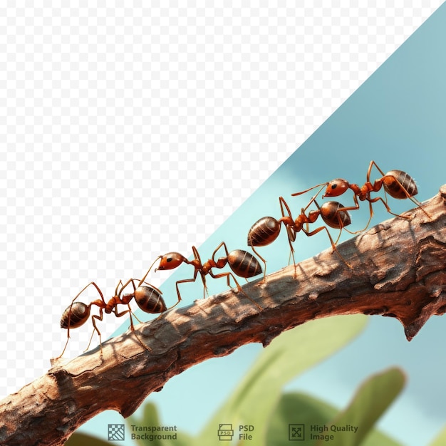 PSD alcune formiche che salgono su un albero