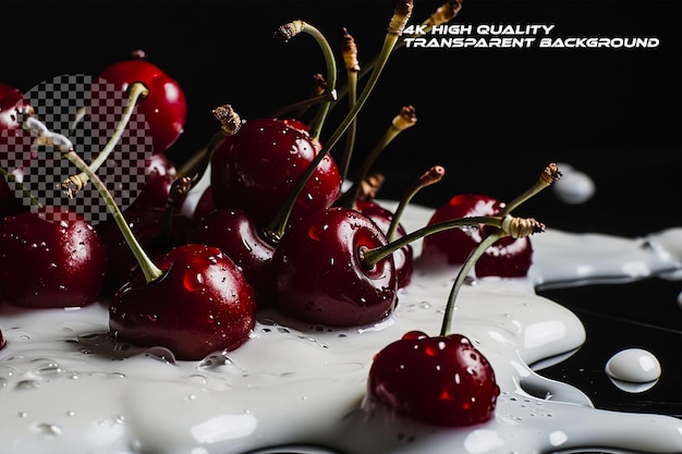 Some food and fruits with glowing effect on transparent background