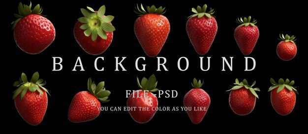 PSD some strawberries black background