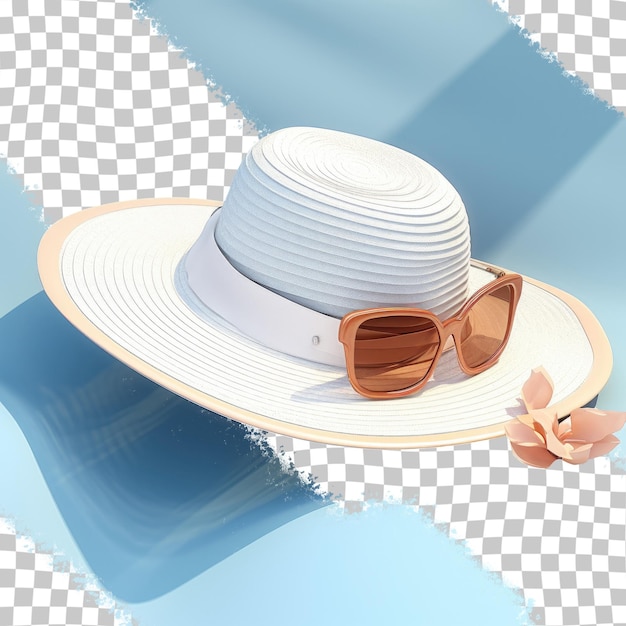 PSD someone wearing sunglasses and a white hat in the summer sun