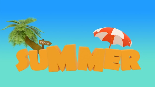 sommar 3D-rendera typsnittsdesign