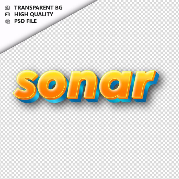 PSD sonar made from orange text with shadow transparent isolated