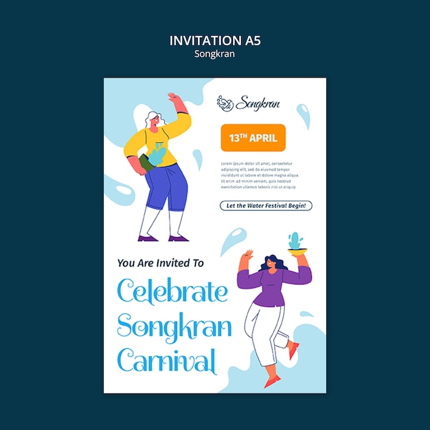 PSD songkran celebration invitation  template