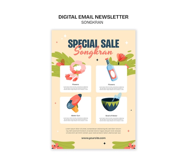 PSD songkran celebration newsletter  template