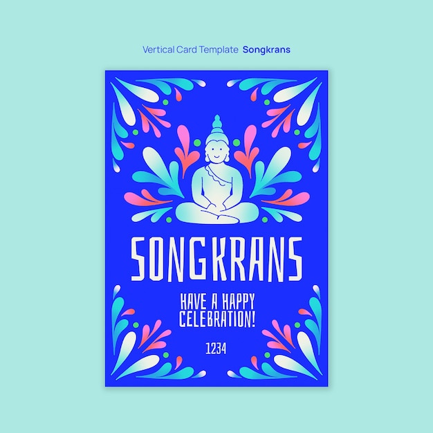 PSD songkran celebration vertical card