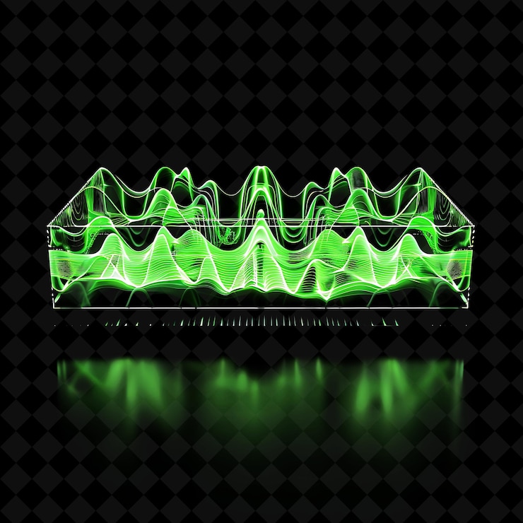 PSD sonic gate with soundwave manipulation and mint green freque png y2k shape neon color collection
