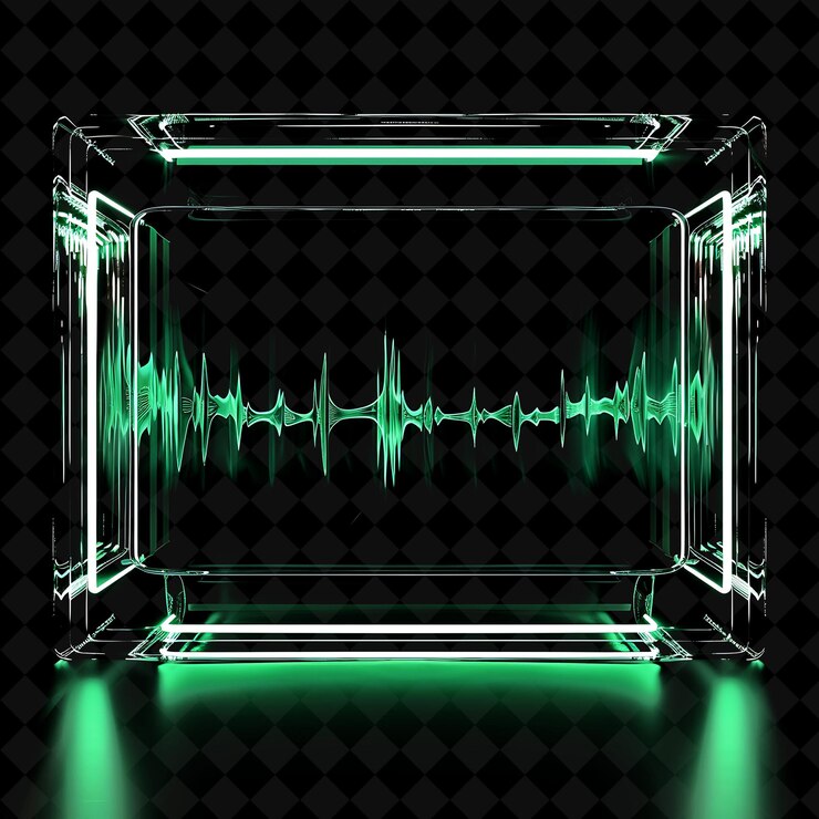 PSD sonic gate with soundwave manipulation and mint green freque png y2k shape neon color collection