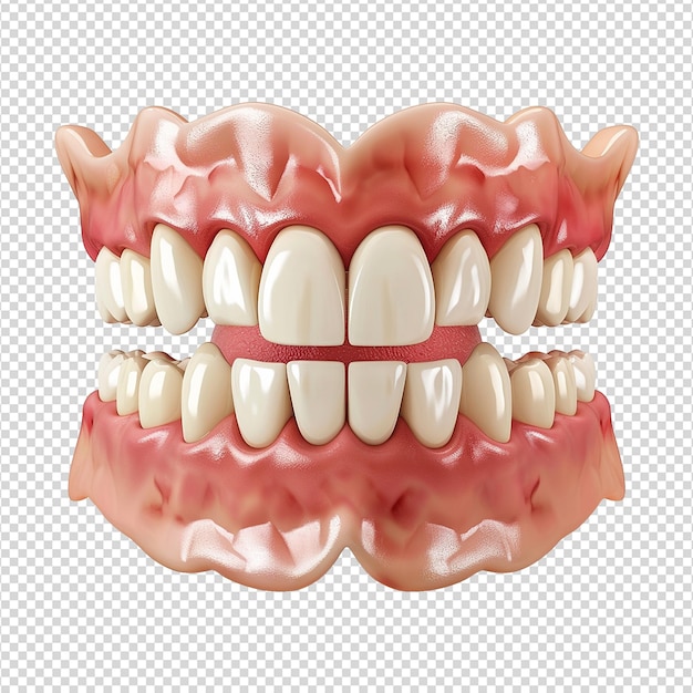 Un dente dolorante in mezzo a denti sani isolati su uno sfondo trasparente png