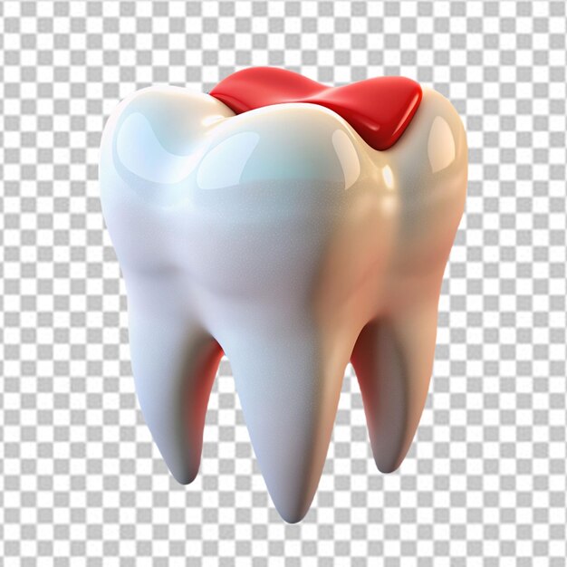 PSD a sore tooth amidst healthy teeth isolated on transparent background