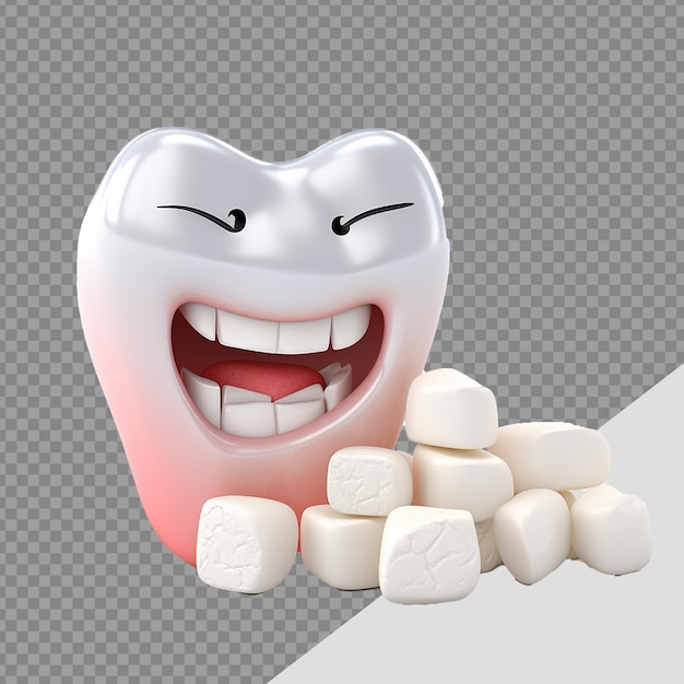 Un dente dolorante png isolato su uno sfondo trasparente