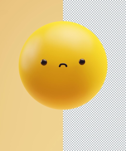 PSD sorrow emoticon with a funny kawaii face with dot eyes