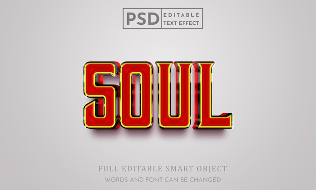 Soul 3D tekststileffekt PSD Premium-mal
