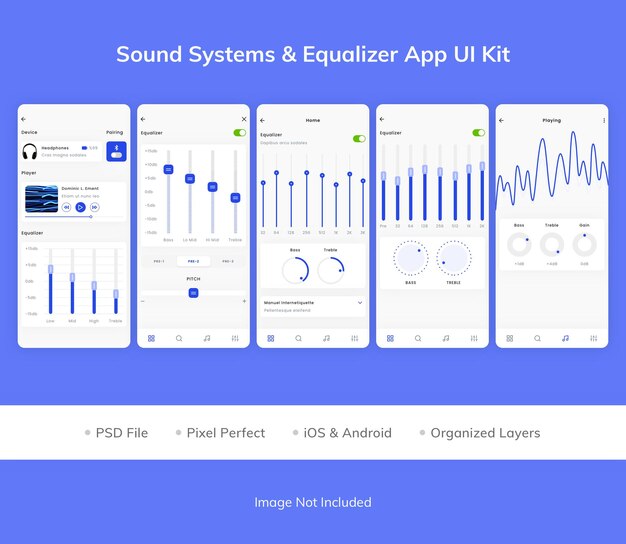 Sound Systems amp Equalizer App UI Kit