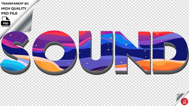 PSD sound typography flat colorful text texture psd transparent