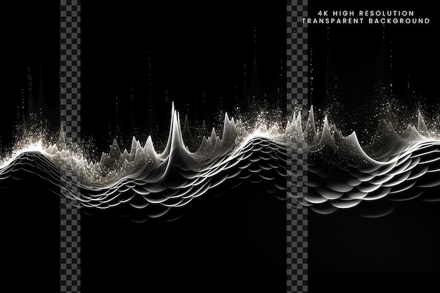 PSD sound wave particles and sound analysis effect transparent background easy usable product