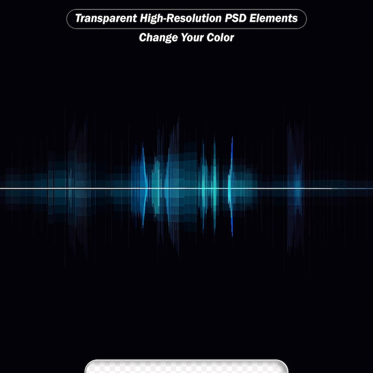 PSD sound waves oscillating dark blue light abstract technology background