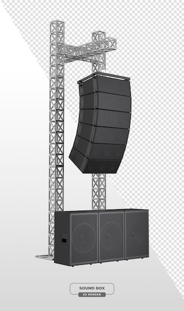 Soundbox luidspreker systeem voor concert of evenement In 3D rendering