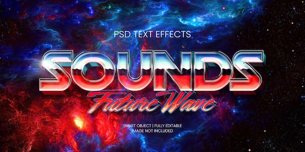 PSD suona effetto testo futurewave 3d anni '80