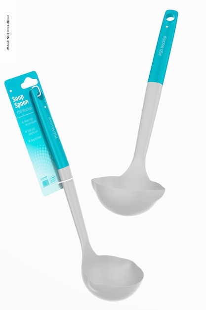 soup spoon mockup, floating