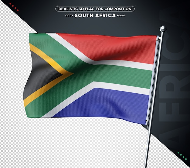 South africa 3d flag with realistic texture