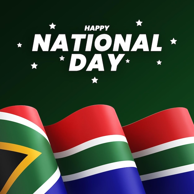 PSD south africa flag design national independence day banner editable text and background