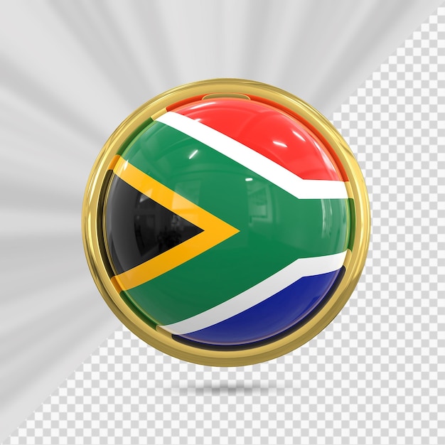 PSD south africa flag icon with gold 3d render