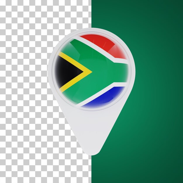 South africa flag pin map location 3d illustration