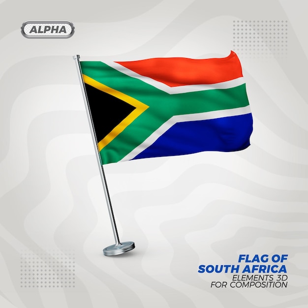 PSD south africa realistic 3d textured flag