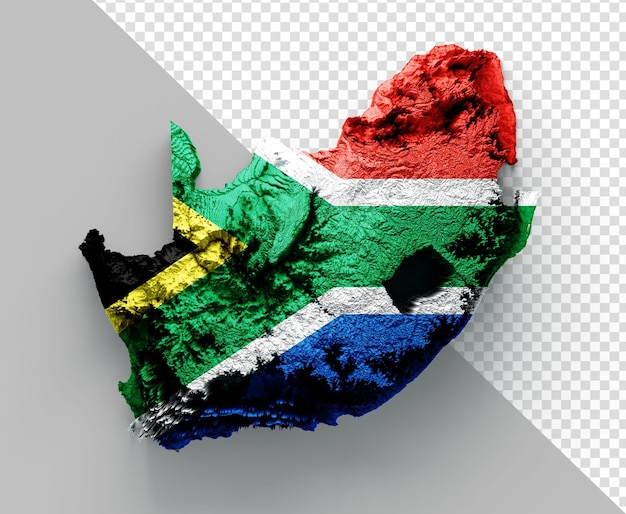 PSD south africa topographic map 3d realistic south africa map color texture and rivers 3d illustration