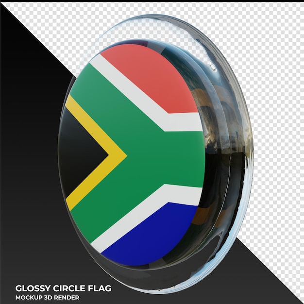 Sud africa0002 bandiera del cerchio lucido strutturata 3d realistica