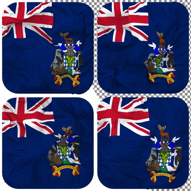 South georgia sandwich islands flag squire shape isolated different waving bump texture 3d rendering