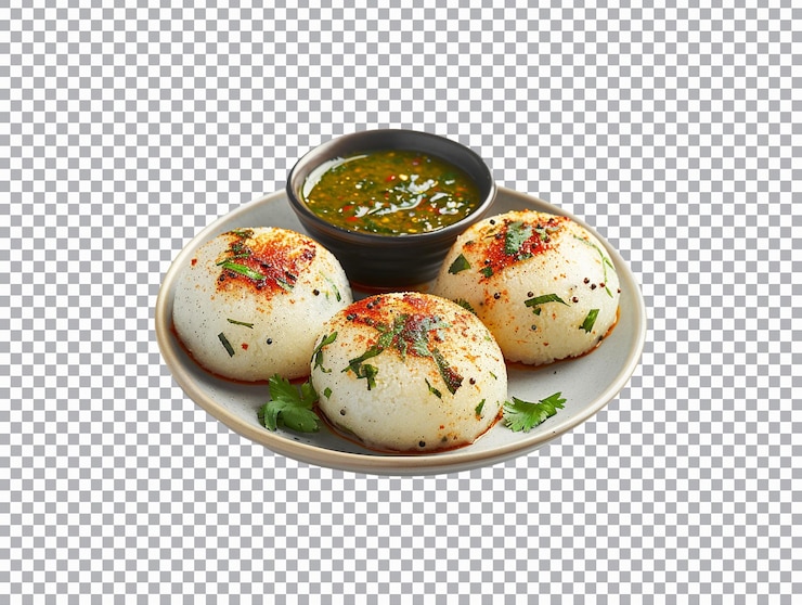 PSD south indian idli on transparent background