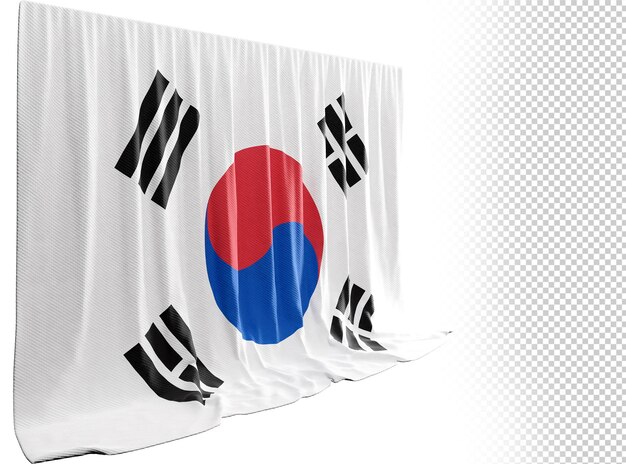 PSD south korea flag curtain in 3d rendering called flag of south korea