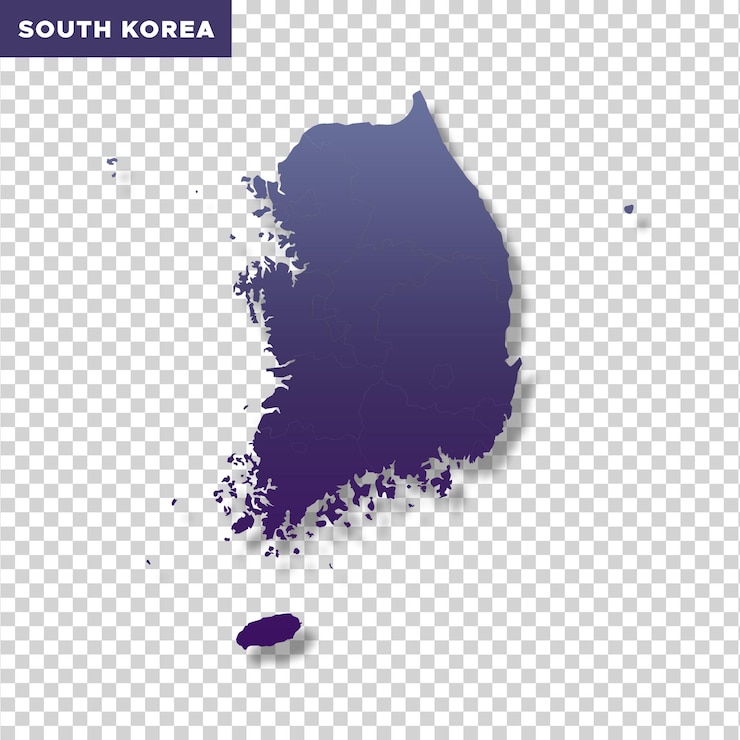 PSD south korea map on transparent background