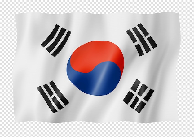 PSD south korean flag isolated on white