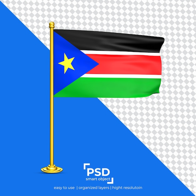 South sudan waving flag set isolated on transparent background