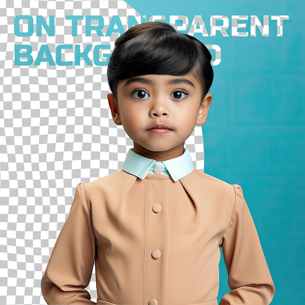 PSD southeast asian toddler melancholic marketing manager in pastel