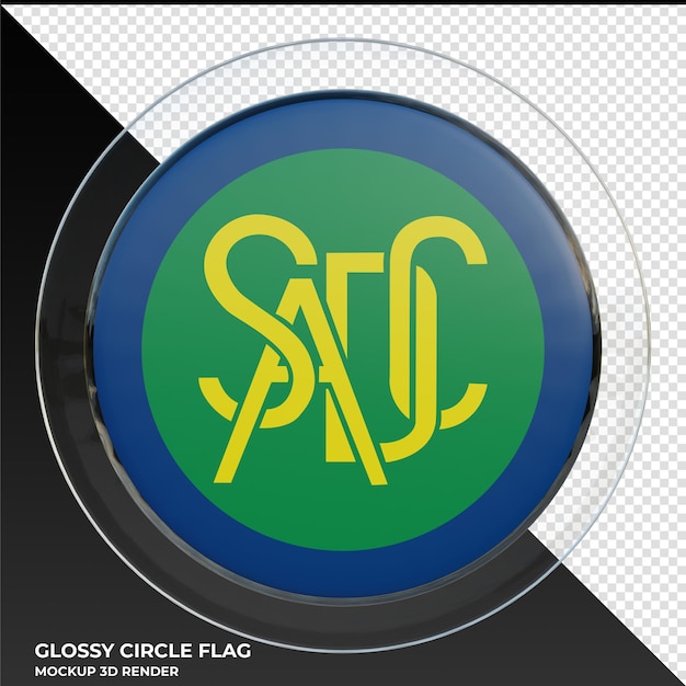 southern african development community realistic 3d textured glossy circle flag