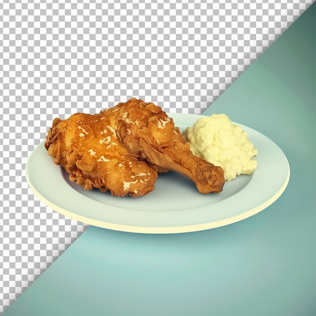 Southern fried chicken isolated on transparent background