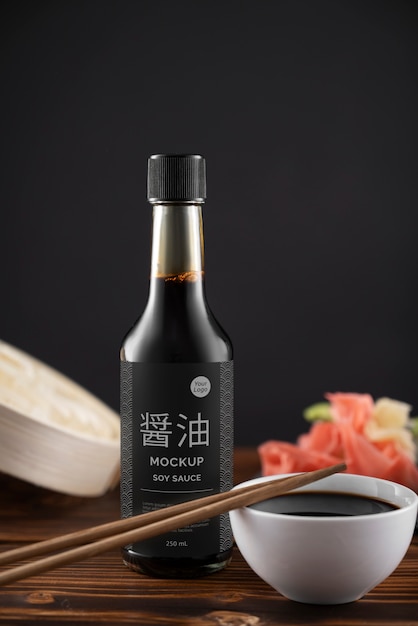 PSD soy sauce bottle mockup