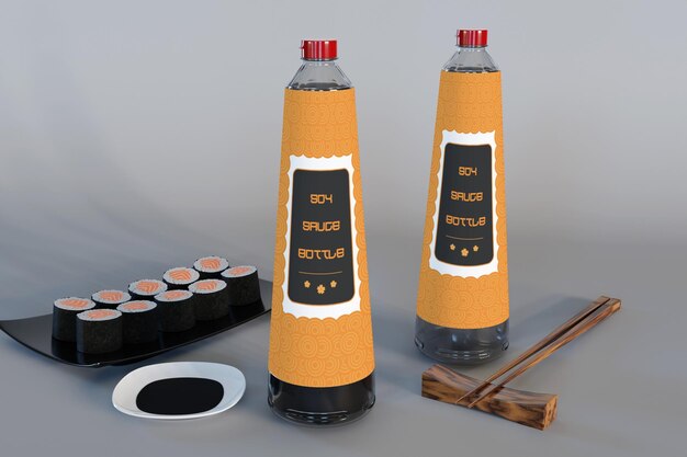 PSD soy sauce bottle mockup