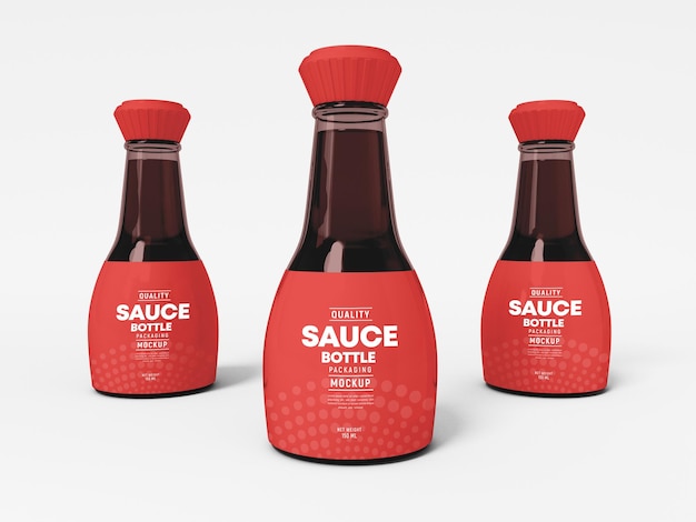 PSD mockup di confezionamento della bottiglia di salsa di soia