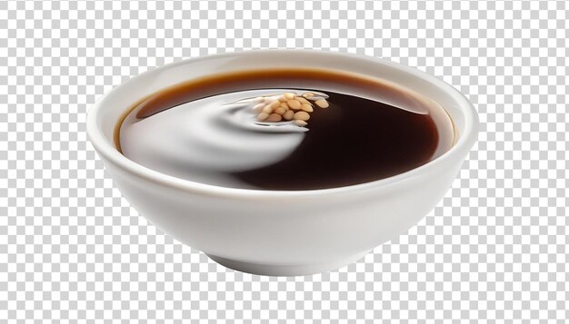 PSD soy sauce in a bowl isolated on a transparent background