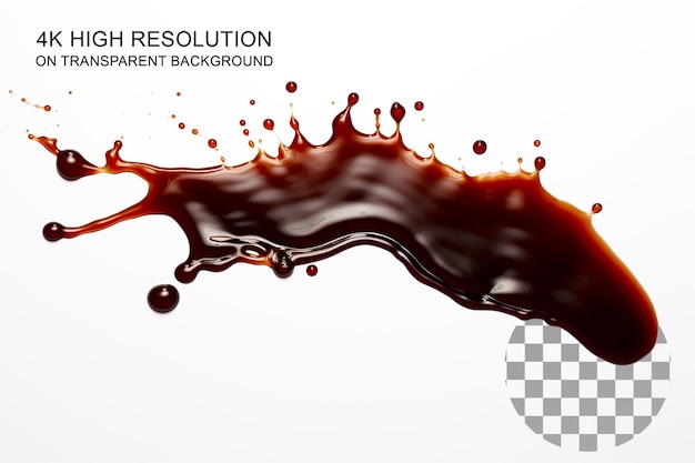 PSD soy sauce stain high quality depiction in unreal engine on transparent background