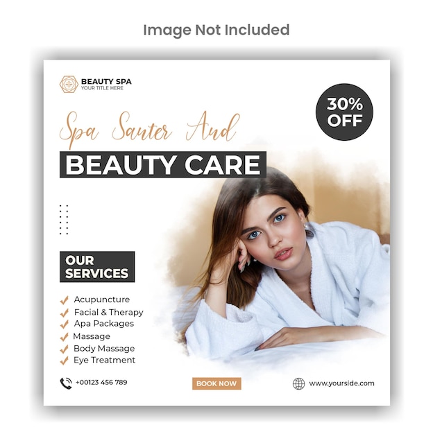 spa and beauty care social media or instagram post template design