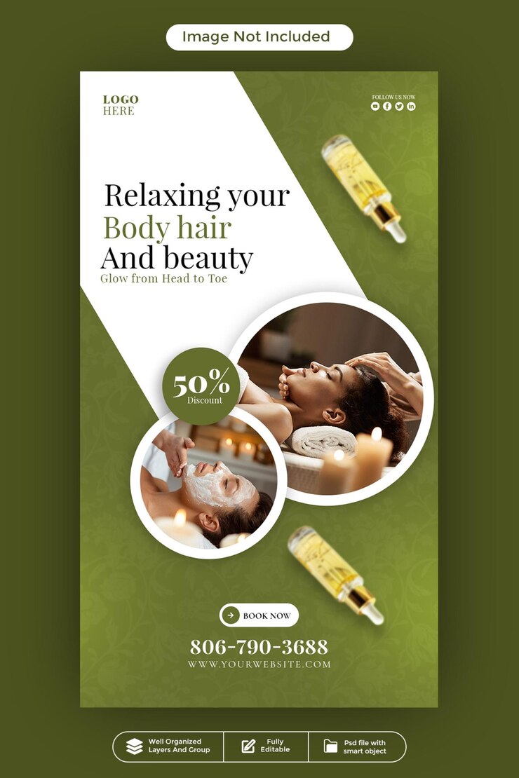PSD spa day beauty care verhaal banner ontwerp
