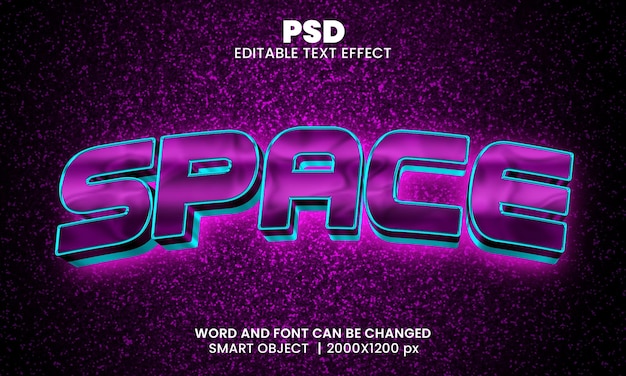 PSD space 3d editable text effect premium psd with background