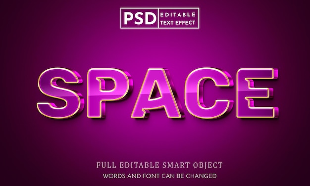 PSD space 3d editable text effect psd premium template